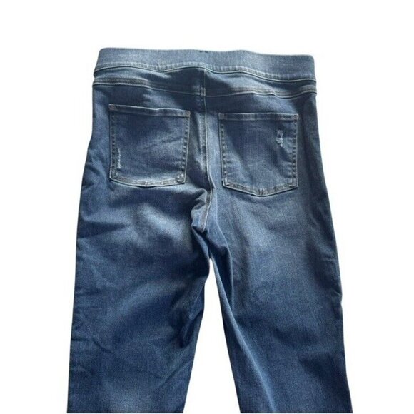Spanx Womens  Sz M Denim Pull On High Rise Distressed Skinny Ankle Raw Hem Jeans - Picture 9 of 11